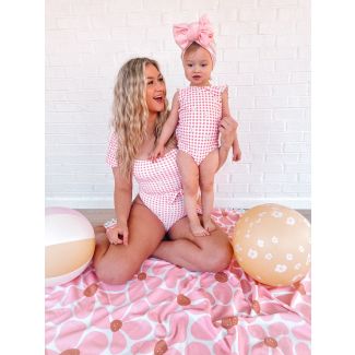 Gingham Mommy and Me Matching One-Piece Swimsuits