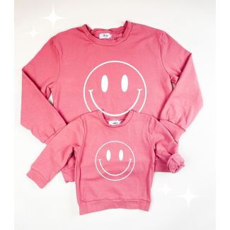 Mauve Smiley Mommy and Me Matching Crewneck Sweaters