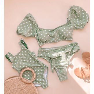 Mint Green Mommy and Me Matching Bikini Swimsuits