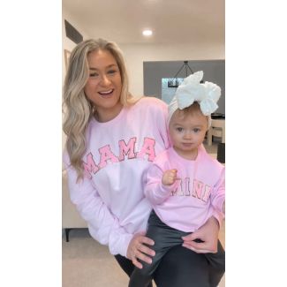 Pink Chenille Mommy and Me Matching Oversized Sweatshirts