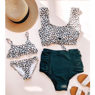 Serval Print Mommy and Me Matching Bikini Swimsuits