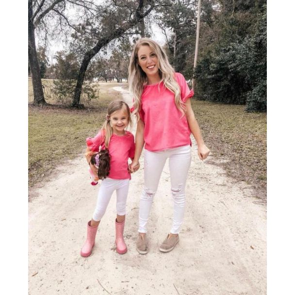 Hot Pink Velvet Mommy and Me Matching Shirts