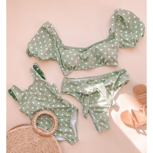 Mint Green Mommy and Me Matching Bikini Swimsuits