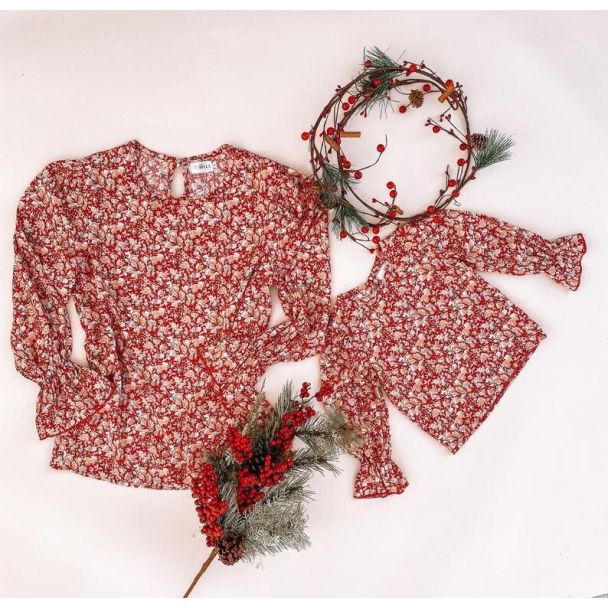Red Christmas Mommy and Me Matching Blouse