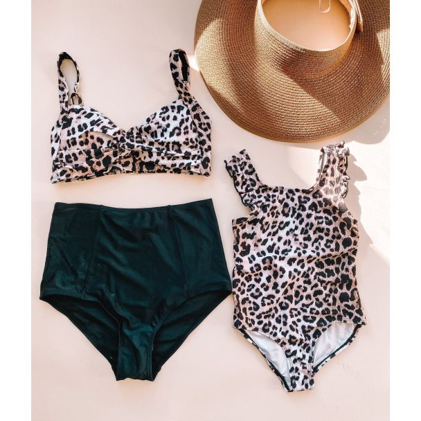 Cat Print Mommy and Me Matching Bikini Swimsuits