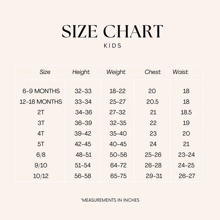 Kids Size Chart